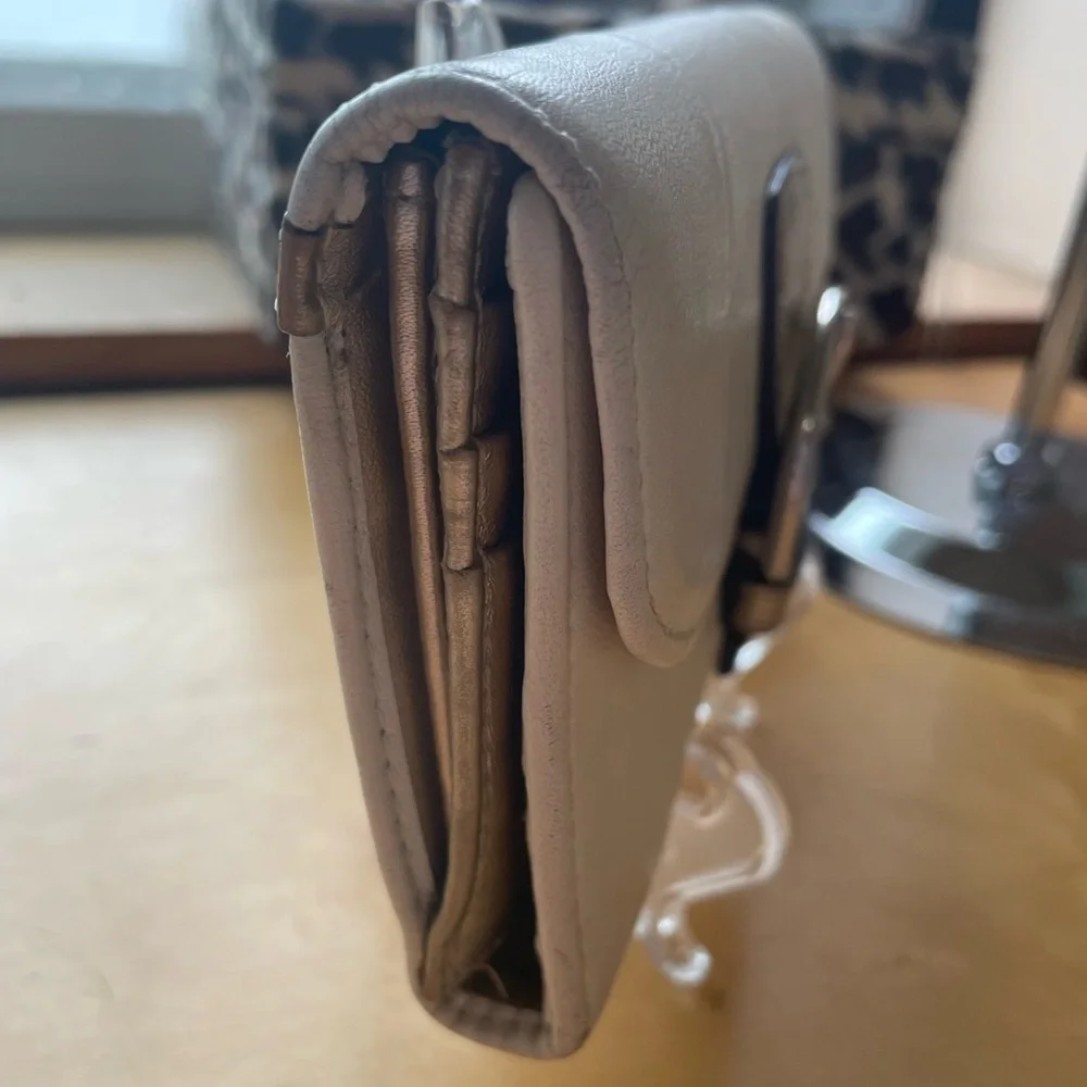 Coach Buckle Snap Wallet in cream and metallic gold. - Picture 11 of 16